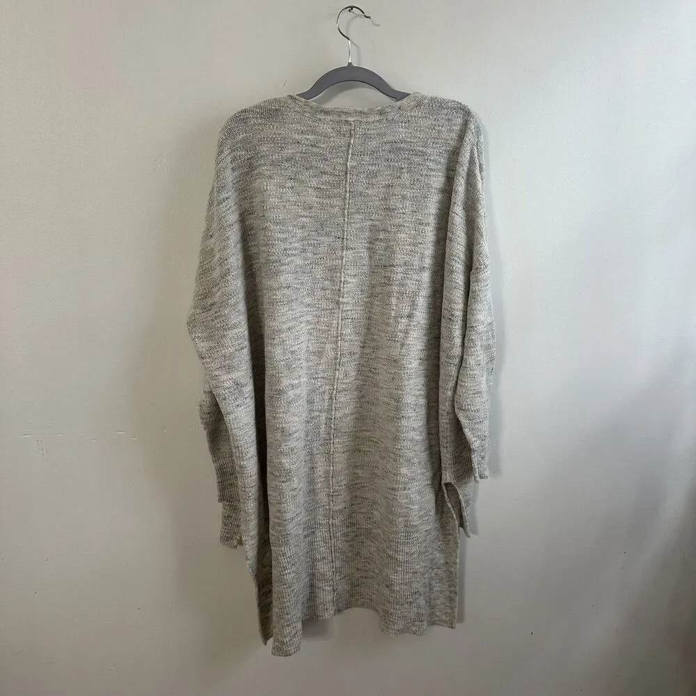 Free People High Low Long Cardigan Sweater Womens M Cream Oversized Button Front